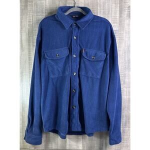 Chaps Polar Fleece Shacket Men’s XL Blue Button Front Pockets Thick Long Sleeve